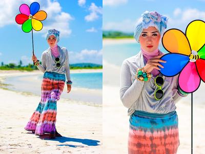 Ladies Ini Dia 6 Trik Tampil Modis dengan Hijab ke  Pantai  