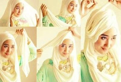 Gambar Tutorial Hijab Segi Empat Untuk Pesta