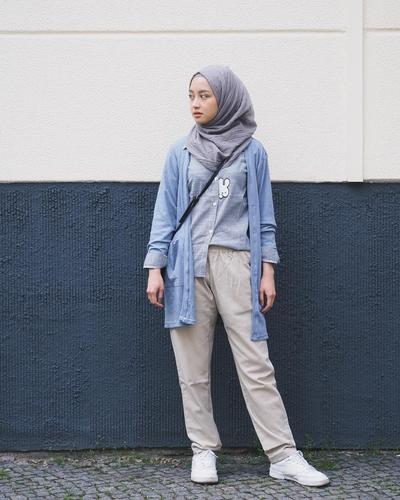 Ootd Striped Pants Hijab