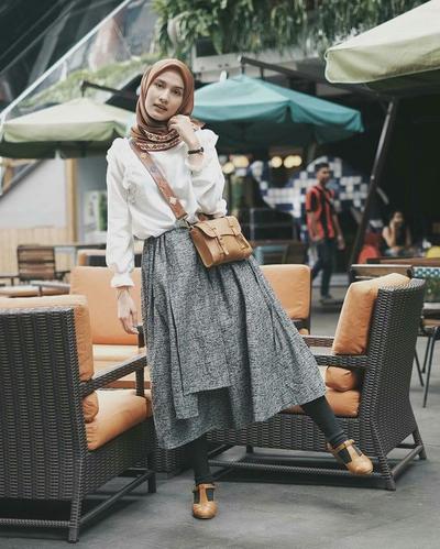 Ootd Rok Span Panjang Dengan Separu Hijab