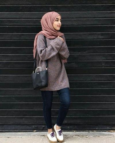 Style Hijab Dengan Cardigan Panjang