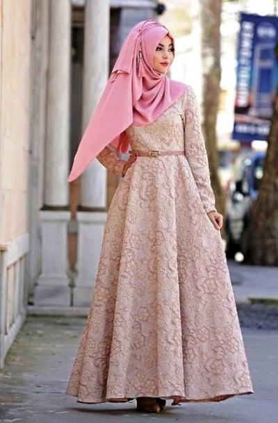 Model Dress Brokat Hijab Terbaru